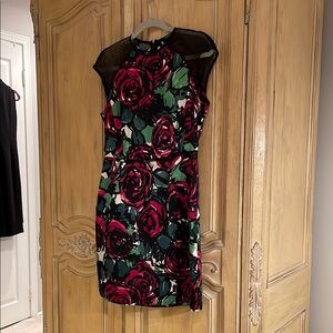 Nanette Lepore Red Sheath Mini Dress Mock Neck